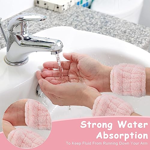 MAYCREATE® Face Wash Headband & Wristband Set, Soft Stretchy Bowknot Headband for Women Girls, Flannel Super Absorbent Sweat Wrist Towel Band for Washing Face, Makeup, Yoga, Fitness (Pink) 3 PCS MAYCREATE® Face Wash Headband & Wristband Set, Soft Stretchy Bowknot Headband for Women Girls, Flannel Super Absorbent Sweat Wrist Towel Band for Washing Face, Makeup, Yoga, Fitness (Pink) 3 PCS